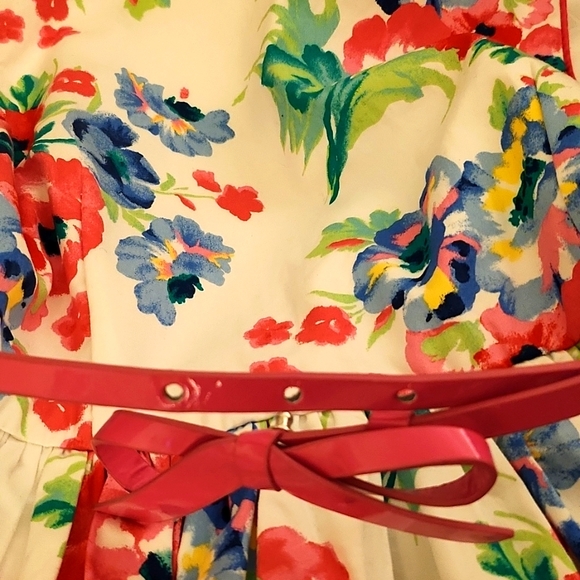 Floral Sleeveless Girls Poofy Dress With Belt Size 10 - Picture 6 of 8